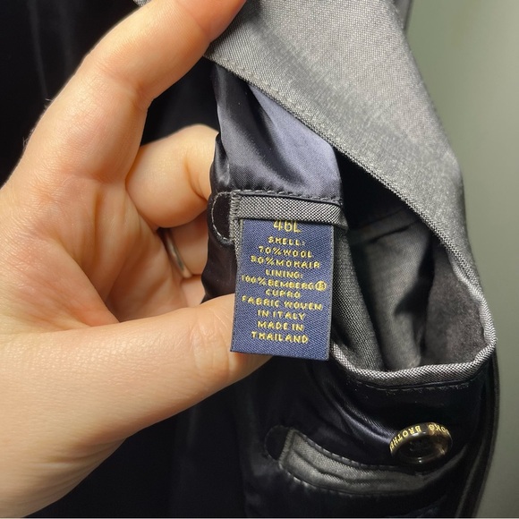 Brooks Brothers Loro Piana Men grey Storm system mohair wool blend overcoat 46L - Picture 9 of 11